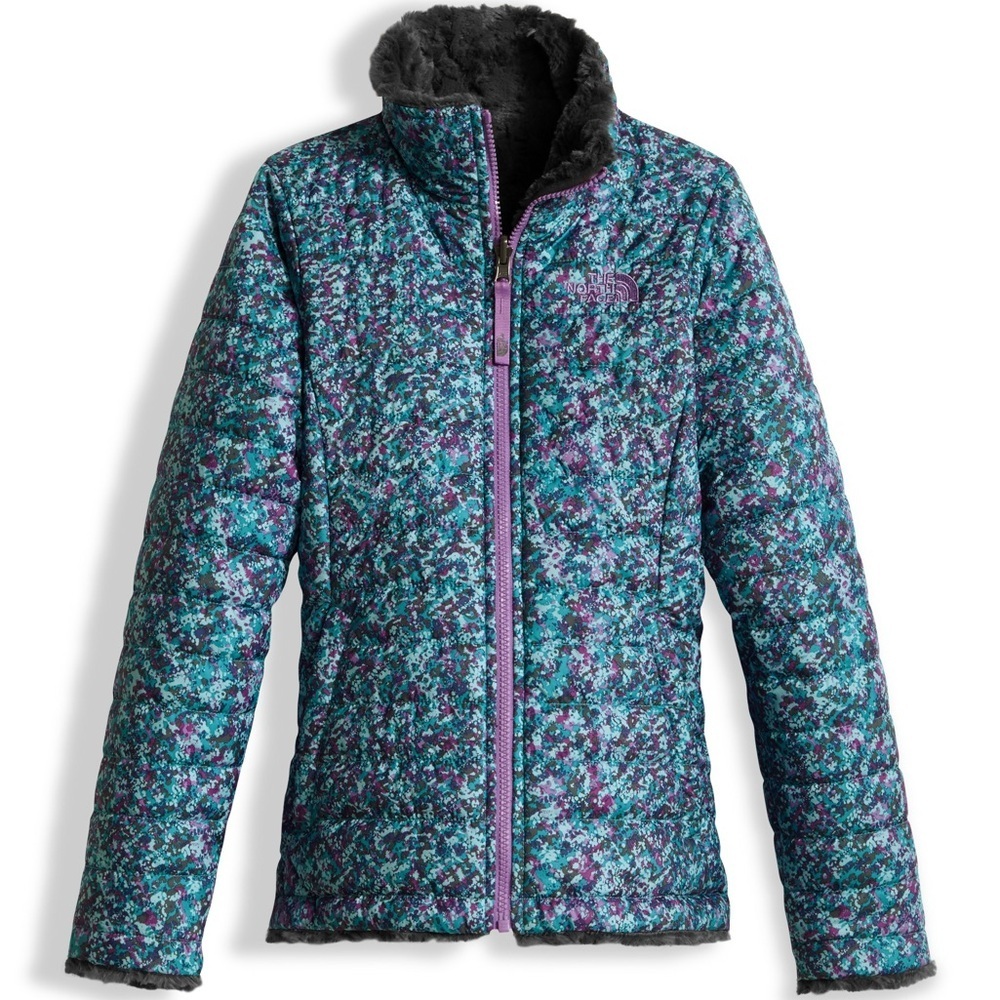 North Face Girls’ Reversible Mossbud Swirl Jacket Large